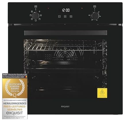 Exquisit Einbaubackofen EBE278-U-020 schwarz | EEK: A | 76 l Garraum | Timer | Seitengitter | 60cm Breite