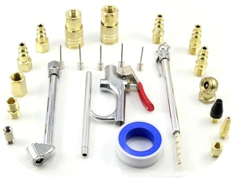 Aqxymju Ensemble complet d'outils pneumatiques, pistolet de soufflage d'air, jauge de gonflage de pneus, Type américain, connecteur rapide, accessoires de compresseur d'air, 24 pièces/Kit L'ensemble d