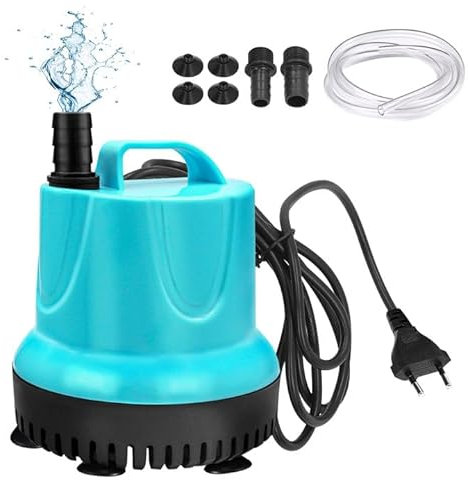 GOEDCH 25W 1200L/H Mini Bomba de Agua Sumergible: Ultra Silenciosa Bomba Agua Bomba, Bomba de Fuente de Estanque con 2 Boquillas Bomba Sumergible para Acuarios, Estanques, Hidroponía, Fuentes