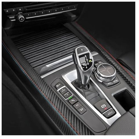 VAJDRTOA Aufkleber for die Seitenverkleidung des Auto-Schalthebels, kompatibel mit BMW X5 F15 2014–2018, Karbonfaser-Dekor, Auto-Innenausstattung(Color Custom)