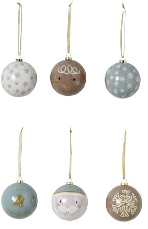 Vertbaudet 6er-Set nordische Weihnachtsbaumkugeln grün