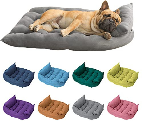 Perrera plegable de espuma viscoelástica ortopédica con material de piel de ciervo extraíble lavable, portátil y cómodo sofá para perros