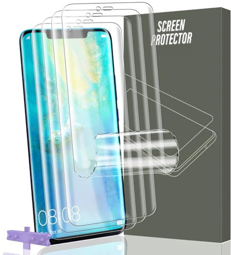 Gelaasso 4 Stück Schutzfolie für Huawei Mate 20 Pro [Nicht-Glas], Vollständige Abdeckung Flexibilität TPU Folie, HD Klar Displayfolie für Huawei Mate 20 Pro
