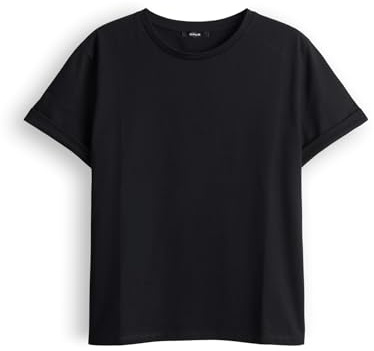 OPUS Damen Kurzarmshirt | Basicshirt SONZI Regular aus nachhaltiger Baumwolle Black, 40