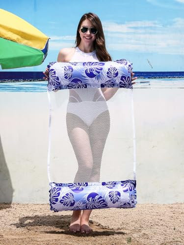 2 Stück Wasserhängematte mit Netz, 4 in 1 Luftmatratze Pool Erwachsene Aufblasbarer Pool Liegestuhl Schwimmmatratze mit Netz, Pool Spielzeug Assesoires für Sessel Poolstuhl Pool Matratze, 130x70cm