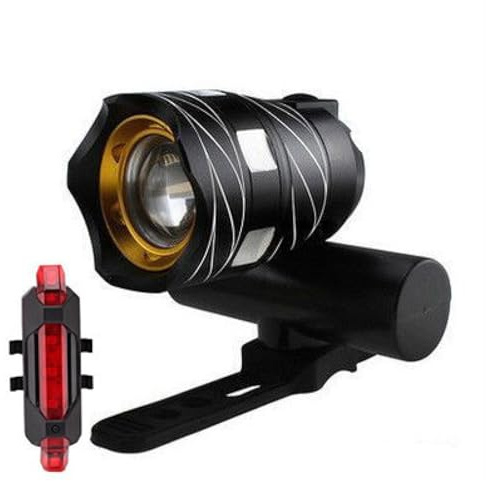 DRYUSFD Cycling Headlight Taillight Combinations for Biria Electric Easy Boarding/Chopper, Bike Lights Set,Powerful LED USB Rechargeable Cycling Light,Night Riding,Waterproof,B-Black