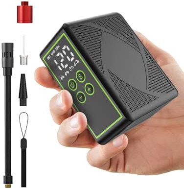 YANTU Bike Pump - Metal-Cylinder 150PSI Portable Electric Pump with Pressure Gauge, Rechargeable Mini Bicycle/Moto Tire Inflator, 0 to Full in 1 Min20s for Adult Bikes