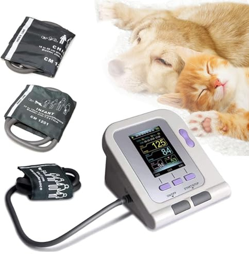 Digital Veterinary Blood Pressure Monitor Dogs/Cats/Pets for Home Use, Desktop Automatic Digital Blood Pressure Machine with LCD Display and 3 Sizes Cuff,ThreeCuffs