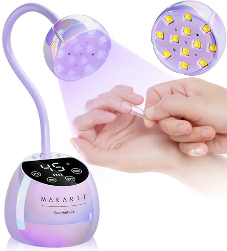 Makartt Cordless UV LED Nail Lamp Purple 50mW/cm² for Gel X Press-On | Auto Sensor & Fast Flash Curing for Gel Nails, Professional Grade for Salon Use