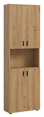 xonox.home – Badschrank Mone 60x192x30 cm in Korpus und Front Artisan Oak Nachbildung – holzfarbener Badschrank Hochschrank für Badezimmer – modern & platzsparend