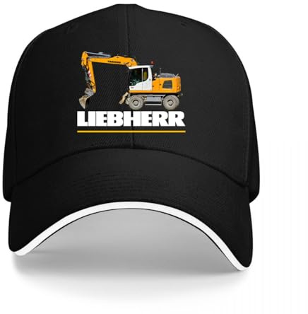 Vouttvii Baseballkappe für Liebherr, schwarz, verstellbar, Sandwich-Hut für Herren, Hüte für Damen, Schwarz , Einheitsgröße
