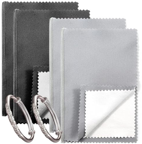 OUDQFCJ 4 Stück Silberputztuch für Schmuck Silberputztuch Silver für Schmuck & Münzen silberschmuck Reiniger zur Reinigung & Pflege Schmuckputztuch für Schmuck