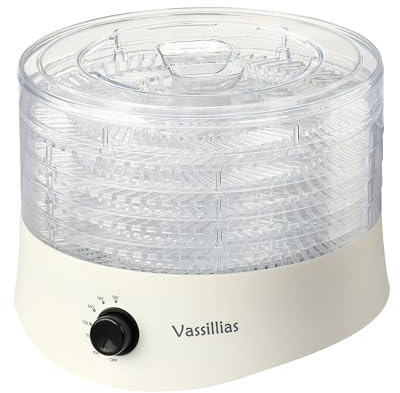 Small Food Dehydrator Dryer - Dehydrator for Healthy Food, Meat, Jerky, Fruit, Vegetable, Mushroom and Herb, 280W, 158°F, Mini Dryer with 5 BPA-Free Drying Racks and Slide Out Tray, White, Model 704M