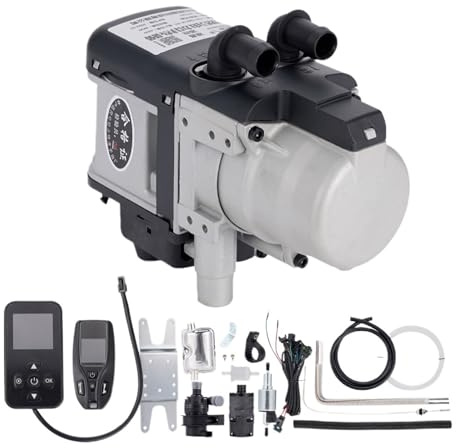 WUGMCNFBC 12V 6KW Diesel Fuel Liquid Heater Preheater LCD Switch Silencer +Water Pump Parking Heating Device For Trucks Van Car(Two-way remote)
