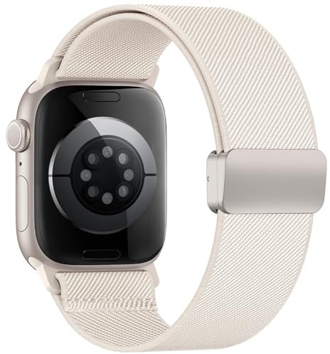 Elastisches Armband für Apple Watch Armband 40mm 44mm 42mm 46mm 41mm 45 38 | Magnetic Closure Nylon Sport loop für iWatch Series 11 10 9 8 7 6 5 4 3 2 1 Ultra SE Damen Herren