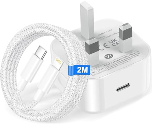For iPhone 14 13 12 Fast Charger Cable and Plug, 20W iPhone Charger Fast Charge with 2M Nylon USB C to Lightning Cable for iPhone 14 13 12 11 Pro Max/Mini/XS/XR/X/SE/8, iPhone Cable Fast Charging