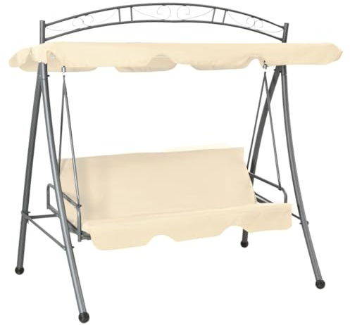 Solivagant Balancelle Convertible d'extérieur avec auvent Blanc Sable,(32.95 KG)
