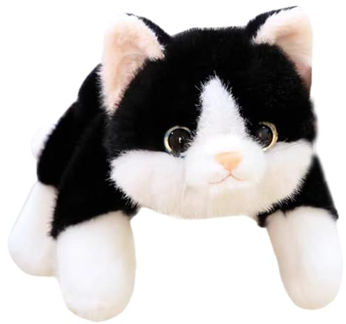 Nuiorfty Beschwerter Plüsch süßes gewichtetes Katzen-Stofftier mit PP-Baumwolle gefülltes Katzenplüsch 11 8 Zoll weiches Kätzchenkissen für Kinder Erwachsene Weihnachten Schwarz