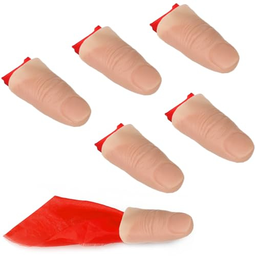 KOQAIIZ 5 Pcs Tour de Magie, Doigts Magiques pour Tours de Magie, Accessoires de Magicien, Faux Doigts Réalistes pour Spectacles et Fêtes