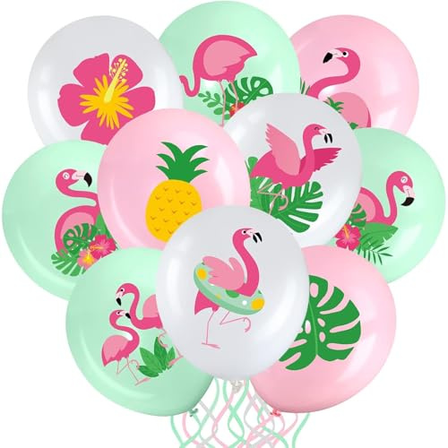 DazzJoy 18 Stück Hawaii Deko Flamingo Ballons, Hawaii Party Deko Ballon, Flamingo Deko Luftballons, Ananas Deko Luftballon, Hawaii Helium Ballons für Garten Deko Draußen, Sommer Pool Party Dekoration