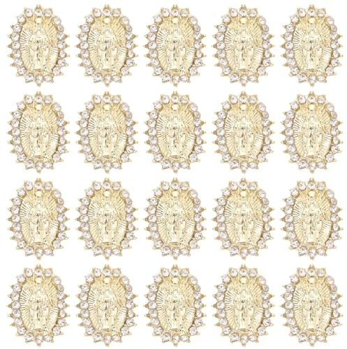 RUNROTOO 30pcs Golden Alloy Nail Charms Virgin Mary Design, Hard to Fade and Easy to Use Nail Embellishments for Party and Occasions
