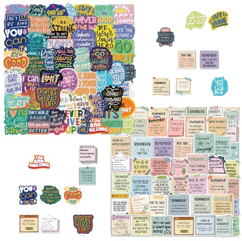 100 Stück Motivationale Aufkleber Set,Cartoon Sprüche Sticke Vinyl Sticker, Motivationssticker für Laptop Koffer Scrapbook, Positivität Sticker für Erwachsene Bullet Journal Zubehör