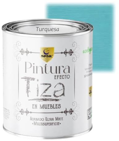 SPSIL Pintura a la Tiza Secado Rápido Turquesa 375ml, Fácil de Usar para Principiantes, Lavable y Resistente, Fórmula Ecológica Inodora, Perfecta para Renovación y Bricolaje de Muebles