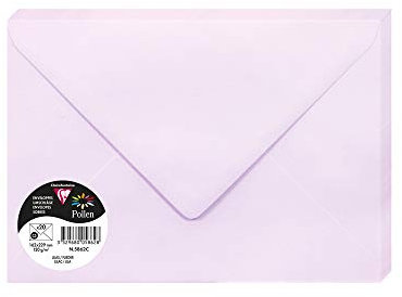Clairefontaine 5862C - Packung mit 20 Umschläge Pollen, Format C5, 162 x 229 mm, 120 g, ideal für Einladungen und Korrespondenz, Flieder, 1 Pack
