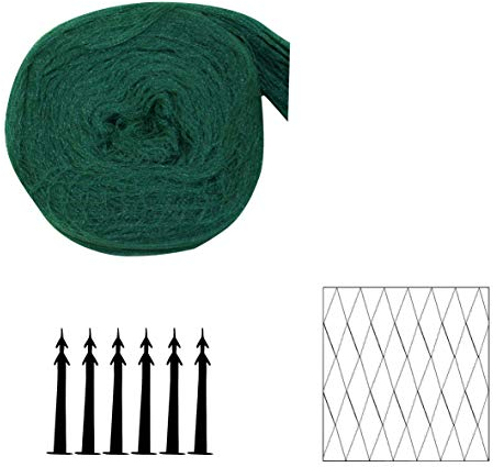 Xclou Teichabdecknetz ca. 2 x 3 m, Teichnetz aus Polyethylen, Laubnetz mit 20 x 20 mm Maschenweite, inkl. 6 Bodenanker, grün-schwarz