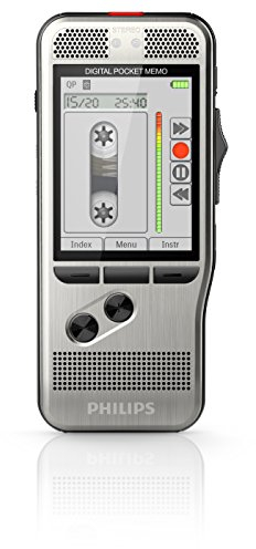 Philips DPM7200 Digital dictaphone, Voice Recorder, 2mic Stereo Recording, Slide Switch Operation, Large high-res Backlight Color Display, Classic Mode, Stainless Steel, Li-Ion Battery, Anthracite