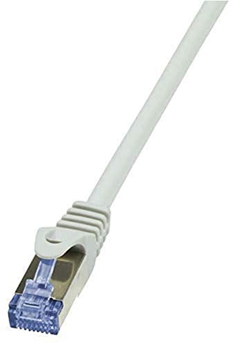 LogiLink CQ3012S Cat.6A 10G S/FTP PIMF PrimeLine Patch Cable, 0.25 Meter Length, Grey, Grey, 0.25 Meter Length