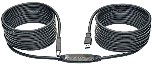 Tripp Lite Cable Repetidor Activo USB 3.0 SuperSpeed (AB M/M), 7.62 m [25 pies] - Cable USB (7.62 m [25 pies], 8 m, 3.0 (3.1 Gen 1), USB A, USB B, Macho/Macho, Negro)