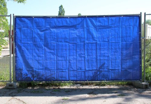 (1,65EUR/m²) 1 x Bauzaunplane Zaunblende 150g/m² 1,76x3,41m blau