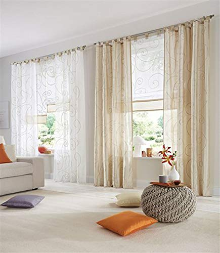 My Home Set (2) Gardine »Campinas« Kräuselband Bestickt beige H/B 145x140 cm