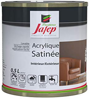 Peinture Acrylique Finition Satinée 0,5L - Couleur Jaune Canari - Surface entre 6 et 7 m² - Multi Supports - Sèche Rapidement - Peinture Murale - Utilisation Intérieur et Extérieur - Jafep