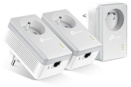 TP-Link TL-PA4015P TKIT CPL 600 Mbps avec Prise Intégrée et Ports Ethernet, Kit de 3, Compatible avec tous les Anciens Modèles et toutes les box internet