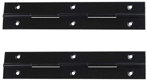 2X 1M (1000mm) Continuous Steel Metal Piano Hinge Strap Multi Colours with Holes by BMF DIRECT® (Black)