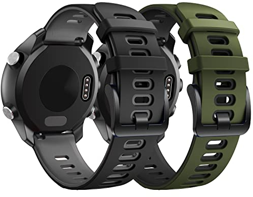 NotoCity für Garmin Vivoactive 3 Armband, 20mm Silikon Ersatzarmband Kompatibel mit Samsung Galaxy Active 2/ Gear Sport/Galaxy Watch 42 mm/Garmin Venu 2 Plus/Forerunner 645/245 (2PC4)