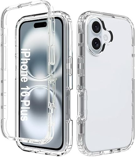 KP TECHNOLOGY Front and Back Case For iPhone 16 Plus - (360°) Full Complete Protection iPhone 16 Plus Case (Clear)