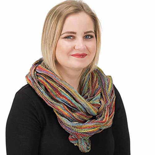 Kunst und Magie Damen Kapuzenschal Loop Schal Tube Dreadtube Multifunktionstuch Schlauchschal Hijab in vielen Farben, Farbe:Rainbow
