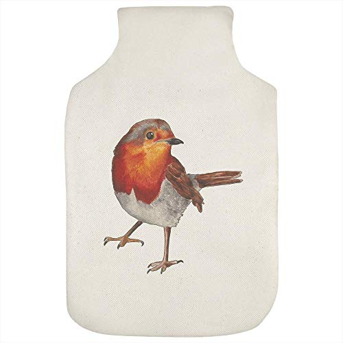 Azeeda 'Robin' Hot Water Bottle Cover (HW00017770) | Winter Garden Bird Red Breast Art - Soft Fabric Case for Bedtime, Winter Warmth, Home and Gifts