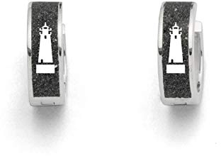 DUR Schmuck: Ohrring, Creole Kap Arkona der Rügen Leuchtturm Ohrring mit Lavasand O5252
