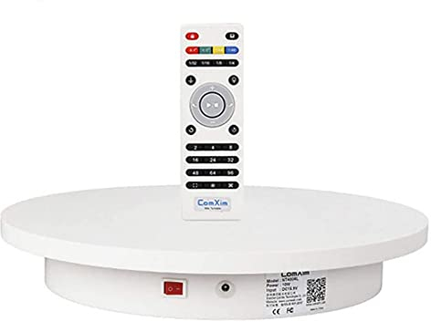 DHRH Espositore Girevole ， Negozio Professionale con Telecomando, Piatto Girevole Elettrico Rotante carico 30 kg, per Immagini, bianco/25 cm