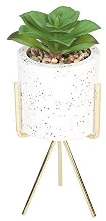 Sleepdown Halo Green Artificial Faux Plant Succulent Speckle Pot Stand for Home Office Bathroom Decor Indoor Decoration Aesthetics