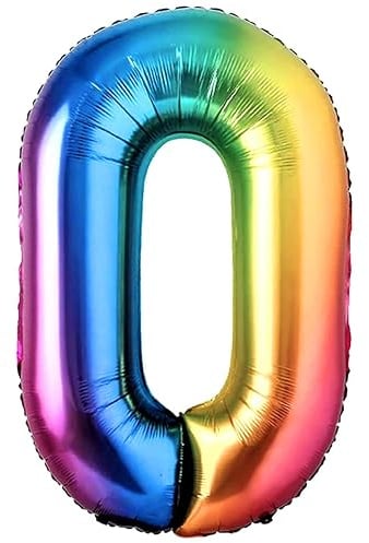 Luftballon Geburtstag Zahl 0 Mehrfarbig Foil XXL Riesen Folienballon 100cm Geburtstagsdeko Ballon Zahl Deko zum Geburtstag. Fliegt mit Helium.