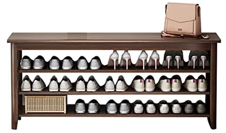 Schuhregal Schuhregal Aus Massivholz, 3-stufiger Schuhaufbewahrungsorganisator Eingangsschuhregal, Keine Installation Erforderlich(Size:120 * 30 * 57cm)