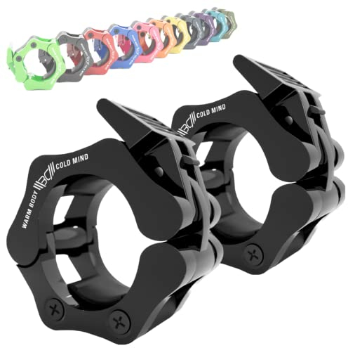 WARM BODY COLD MIND Verstärkt 50mm Hantelverschlüsse/Olympic Barbell Collars - Schnellverschluss Hantel Clips, Olympische Hantelverschluss, Langhantel Klemmen, Hantelklemmen (Schwarz)