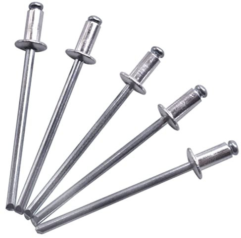 100 rivetti ciechi 3,2 x 6 mm, testa a cupola aperta, DIN 7337, rivetti in alluminio e mandrino in acciaio, rivetti pop