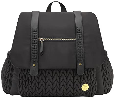 SEWBOO Wickeltasche, Rucksack, großes Fassungsvermögen, wandelbar, Reiserucksack, wasserdicht, Babytasche für Mutter und Mädchen, Schwarz, Medium, Rucksack