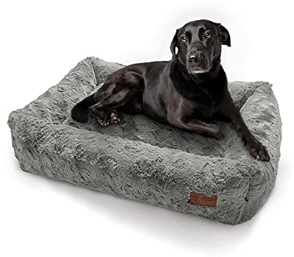 HS-Hundebett® Kuschelbett Deluxe Exklusiv XL (90x110 cm) – Orthopädisches Hundebett mit Memory Foam & Anti-Rutsch – Waschbar – Anthrazit – Made in DE